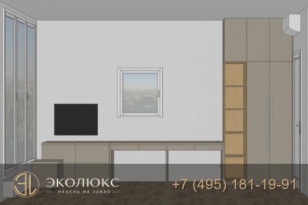 Угловая детская мебель с рабочей зоной и шкафами фото 7